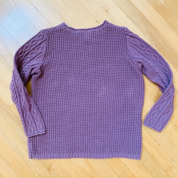 Creek Purple Knit Patchwork Cable Sweater, Size Large - Picture 6 of 6